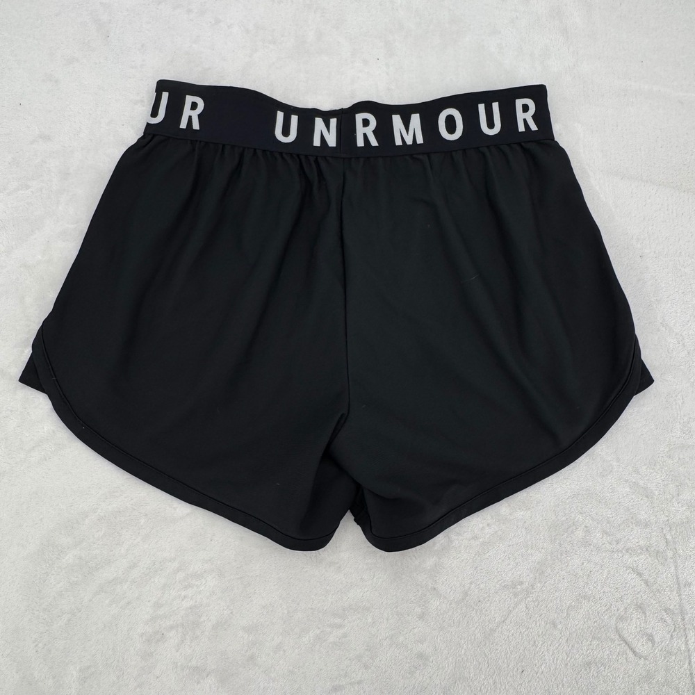 Under Armour Play Up Shorts Womens Size Medium 3" Black Loose Fit UA Logo Shorts - Picture 5 of 5